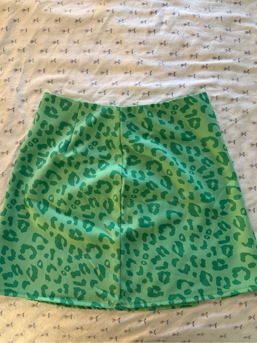 glam Green Leopard Print Mini Skirt